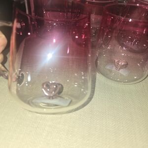 Glass Set of 5 Pink Glass Coffee Mugs Ombré Heart Cup Set